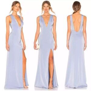 NBD Revolve Zeb Light Baby Blue Event Formal Maxi Gown Low Back Size Small